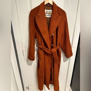 Acne Studios Wrap Cost with belt, brushed wool, burnt orange, 10/12